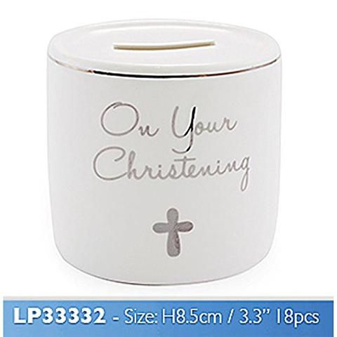 "On Your Christening" Unisex Novelty Baby / Toddler Ceramic Keepsake Money Box