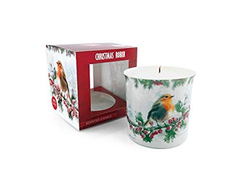 Traditional Festive Robin & Holly Winter Scene Christmas Vanilla Scented Candle Jar