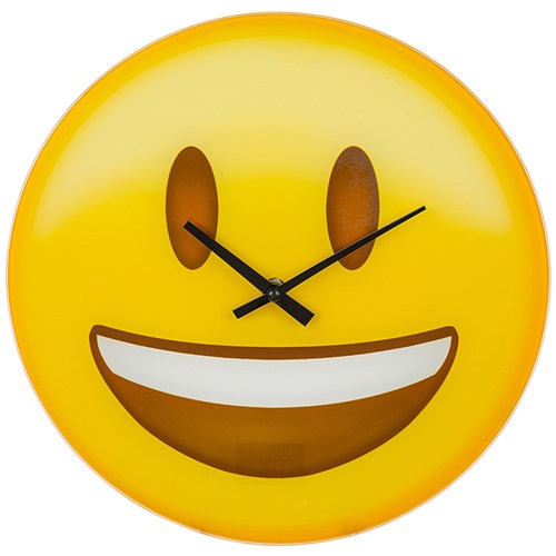 Funny Novelty "Smiley Face" Emoji Glass 12 Hours Wall Clock