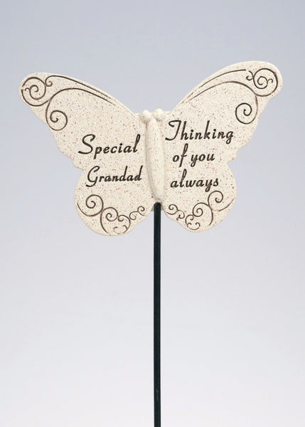 "Special Grandad, Thinking of You Always" Butterfly Memorial Garden / Grave Rod / Wand Stick