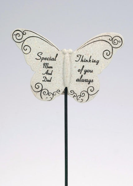 "Special Mum & Dad, Thinking of You Always" Memorial Garden / Grave Rod / Wand Stick