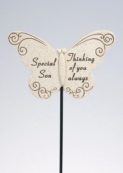 "Special Son, Thinking of You Always" Memorial Garden / Grave Rod / Wand Stick
