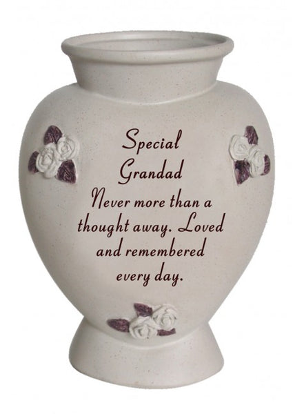"Special Grandad" Flower Detailed Memorial Garden / Grave Flower Vase / Rose Bowl