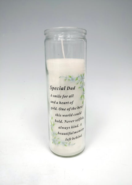 "Special Dad" Memorial Candle Glass Jar with Sentimental Verse
