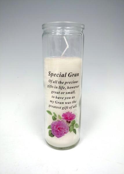 "Special Gran" Memorial Candle Glass Jar with Sentimental Verse