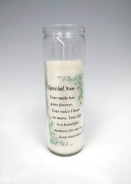 "Special Nan" Memorial Candle Glass Jar with Sentimental Verse