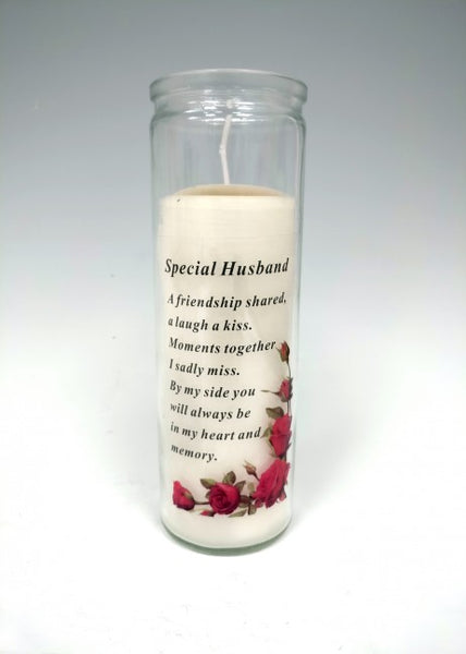 "Special Husband" Memorial Candle Glass Jar with Sentimental Verse