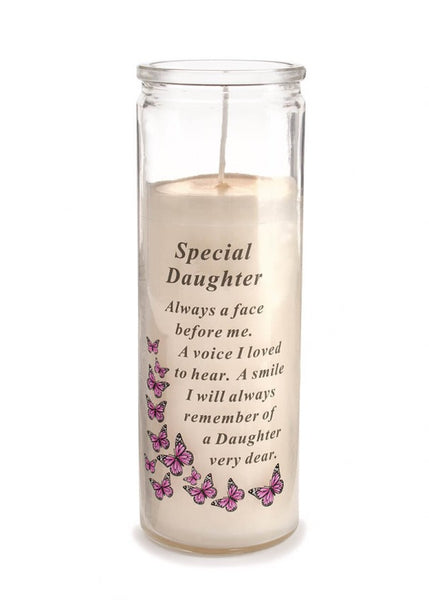 "Special Daughter" Memorial Candle Glass Jar with Sentimental Verse