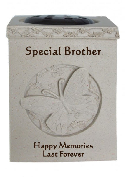 "Special Brother, Happy Memories" Butterfly Memorial Garden / Grave Flower Vase