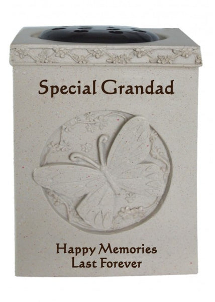 "Special Grandad, Happy Memories Last Forever" Butterfly Memorial Grave Flower Vase