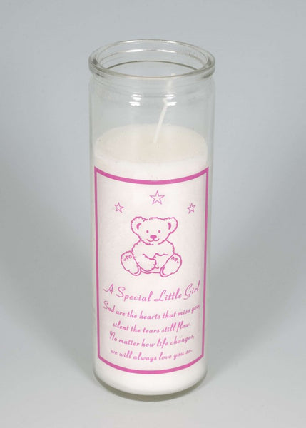 "A Special Little Girl" Baby / Child / Rainbow Baby Memorial Candle Glass Jar with Sentimental Verse