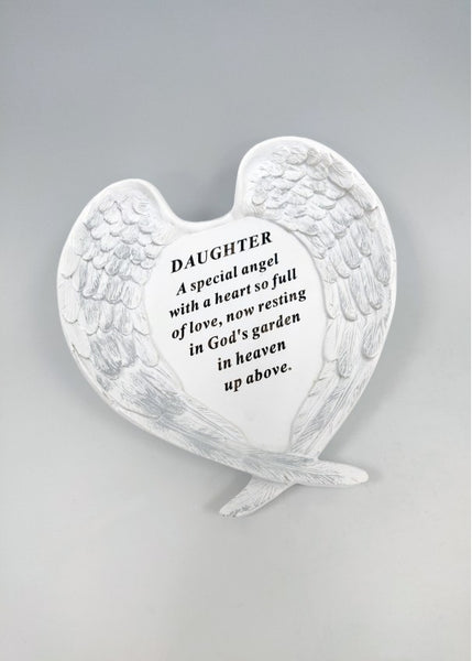 "Daughter- A Special Angel" Beautiful Angel Wings Style Memorial Garden / Grave Plaque