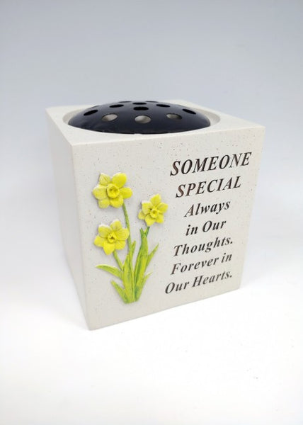 "Someone Special" Daffodil Flowers Detailed Memorial Garden / Grave Flower Vase / Rose Bowl