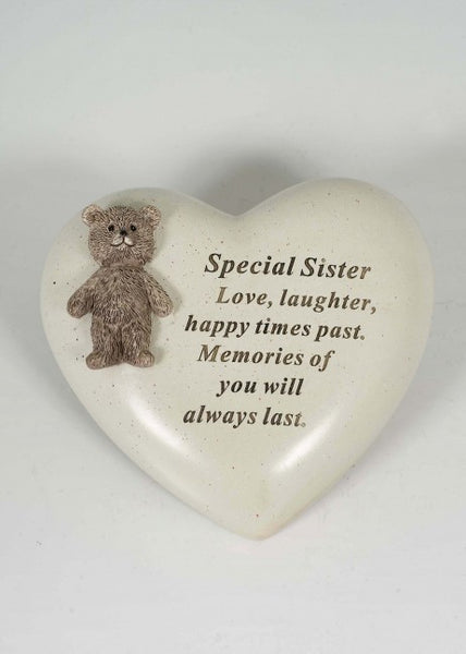 "Special Sister" Beautiful Teddy Bear Memorial Garden / Grave Plaque