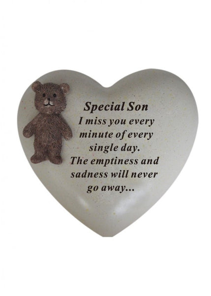 "Special Son, I Miss You Every Minute" Beautiful Teddy Bear Memorial Garden / Grave Plaque