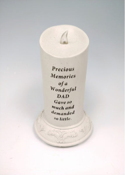 "Precious Memories of a Wonderful Dad" Memorial Garden / Grave Plaque Solar Powered Candle