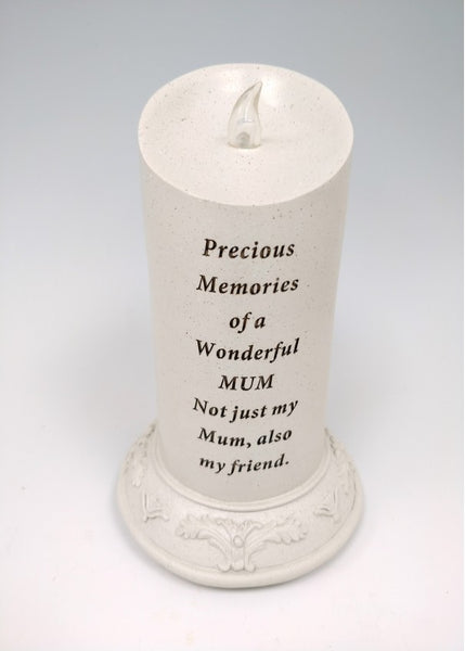 "Precious Memories of a Wonderful Mum" Memorial Garden / Grave Plaque Solar Powered Candle