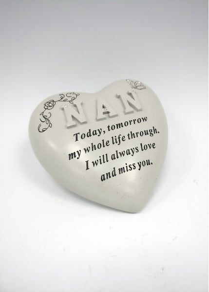 "Nan" Love Heart Shaped Diamante Memorial Garden / Grave Plaque