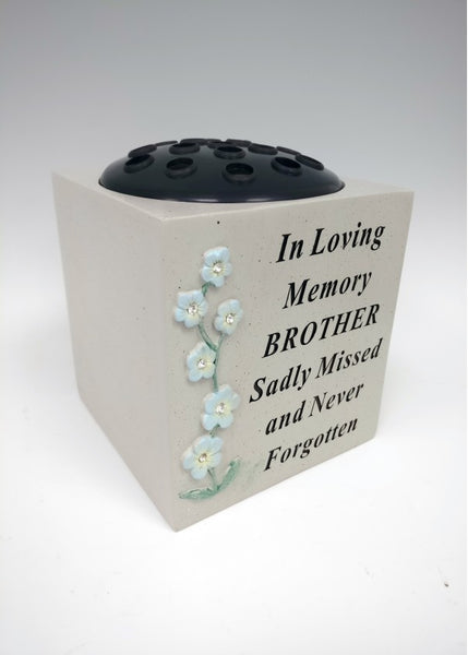 "Special Brother, Happy Memories" Forget Me Not's Flower Memorial Garden / Grave Flower Vase / Rose Bowl