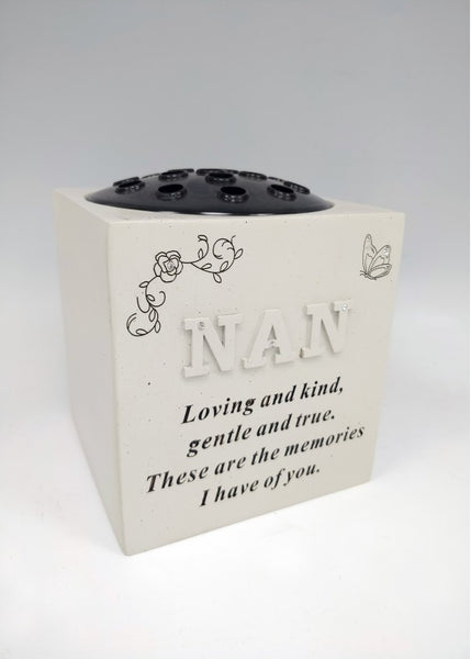 "Nan" Butterfly Diamante Detailed Memorial Garden / Grave Flower Vase / Rose Bowl