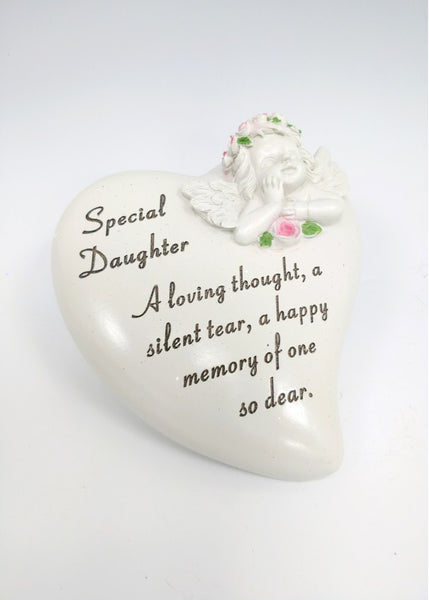 "Special Daughter" Beautiful Cherub Angel Love Heart Memorial Garden / Grave Plaque