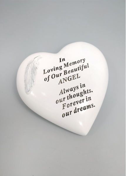 "In Loving Memory of Our Beautiful Angel" Love Heart Memorial Garden / Grave Plaque
