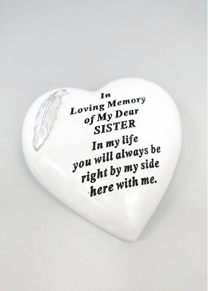 "In Loving Memory of My Dear Sister" Beautiful Love Heart Memorial Garden / Grave Plaque