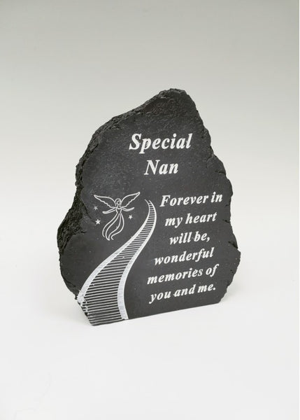 "Special Nan, Forever in my Heart" Dark Blue Memorial Garden / Grave Block Plaque