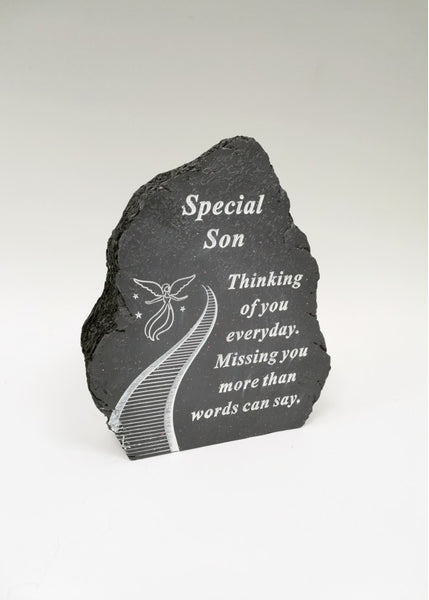 "Special Son, Thinking of You" Dark Blue Memorial Garden / Grave Plaque Ornament