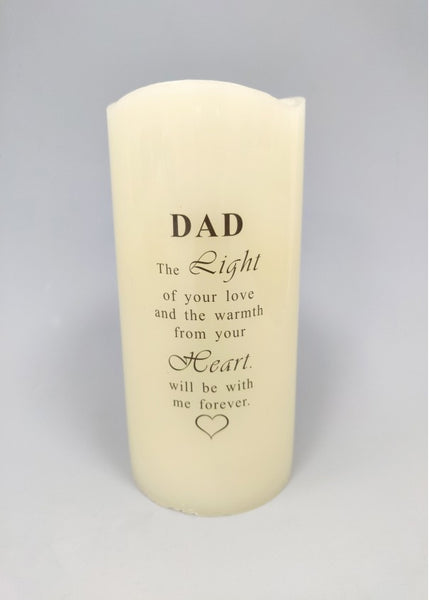 "Dad, The Light of Your Love..." Memorial LED Battery Powered Candle