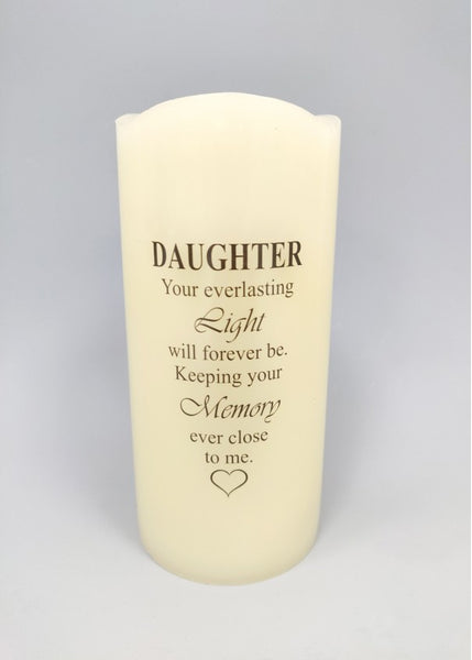 "Daughter, Your Everlasting Light" Memorial Battery Powered Candle
