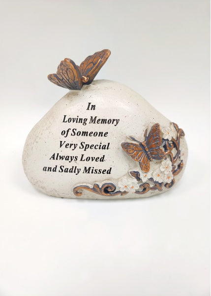 "In Loving Memory Someone Very Special" Butterfly Rock Style Memorial Garden / Grave Plaque