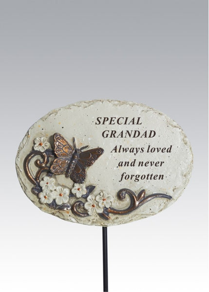 "Special Grandad, Always Loved" Butterfly Memorial Garden / Grave Rod / Wand Stick