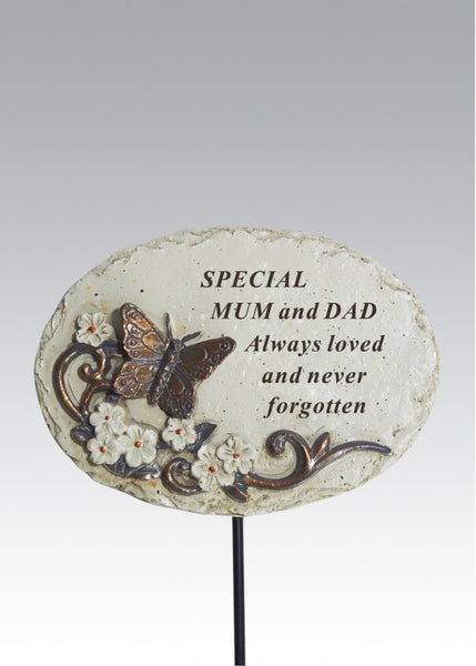 "Special Mum & Dad" Butterfly Memorial Garden / Grave Rod / Wand Stick