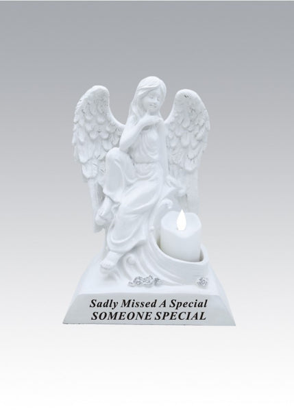 "Someone Special" Beautiful Large Angel Memorial Garden / Grave Plaque with Tea Light