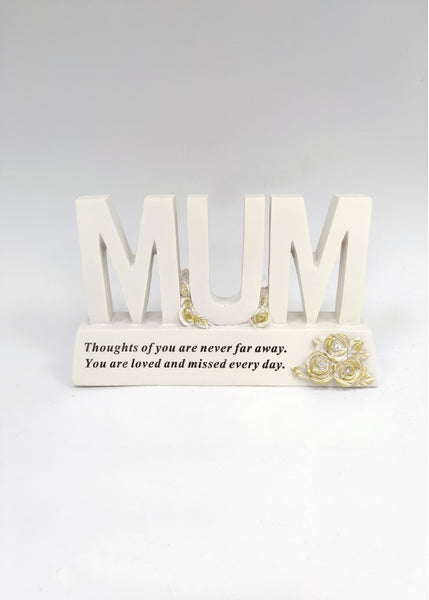 "Mum" Raised Words Golden Rose Memorial Garden / Grave Plaque