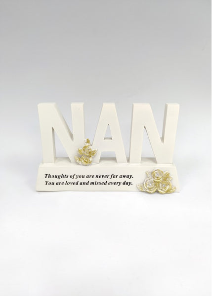 "Nan" Block Style Raised Words Memorial Garden / Grave Plaque