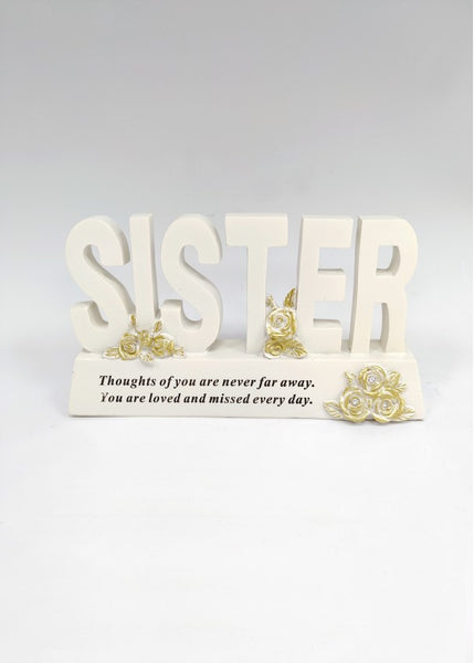 "Sister" Beautiful Block Words Memorial Garden / Grave Plaque Ornament