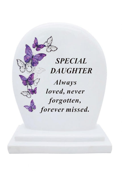 "Special Daughter" White Lilac Butterfly Memorial Garden / Grave Plaque