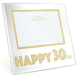 Birthday Themed Gold & White Glass Landscape Milestone Keepsake Photo Frame - 18th - 60th Available