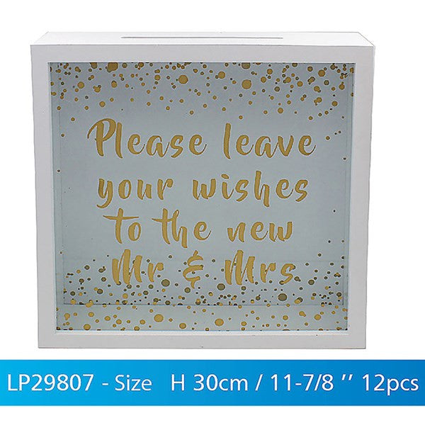 "Please Leave Your Wishes to the New Mr & Mrs" Wedding Wish Box, Reception Decoration