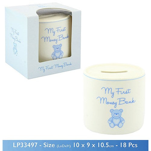 "My First Money Bank" Novelty Baby Boy / Toddler Ceramic Keepsake Money Box