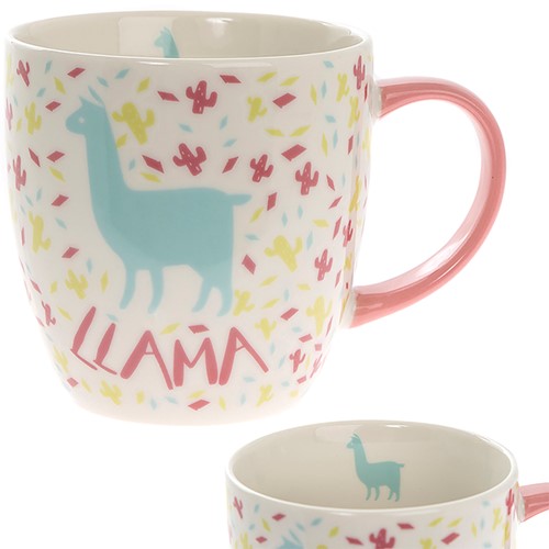 "Llama" Novelty Multi Coloured Traditional Style Fine China Cup / Mug