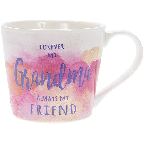 "Always my Grandma, Forever my Friend" White, Pink Sentimental Fine China Mug