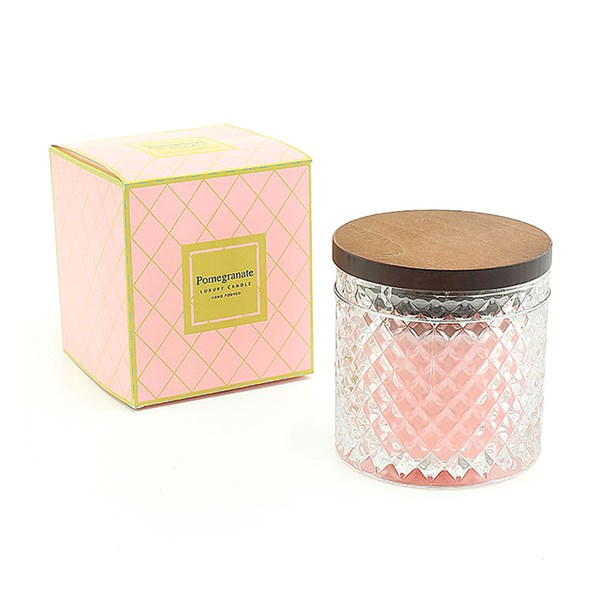 Pomegranate Luxury Scented Candle - Hand Poured Wax in Artisan Glass Jar with Lid