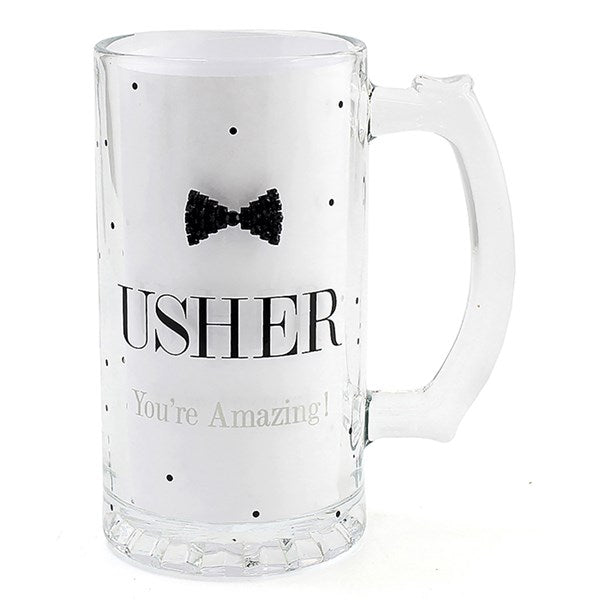 "Usher, You're Amazing" Wedding Favor Keepsake Glass Beer Tankard