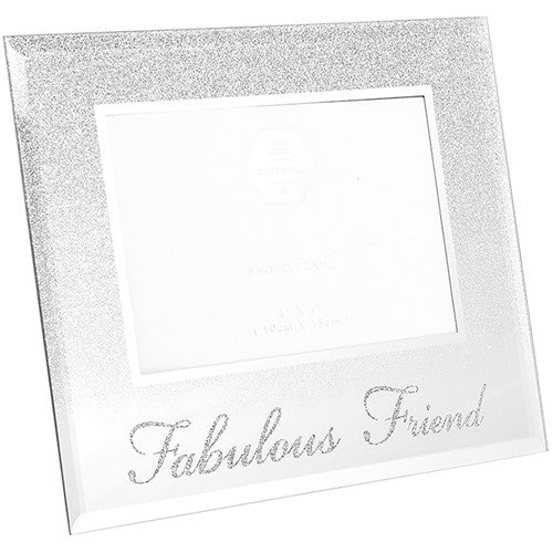 "Fabulous Friend" Landscape Silver Glitter Photo Frame - 6"x4" Aperture