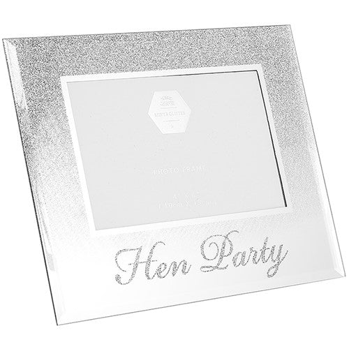 "Hen Party" Landscape Silver Glitter Wedding / Engagement Photo Frame - 6"x4" Aperture