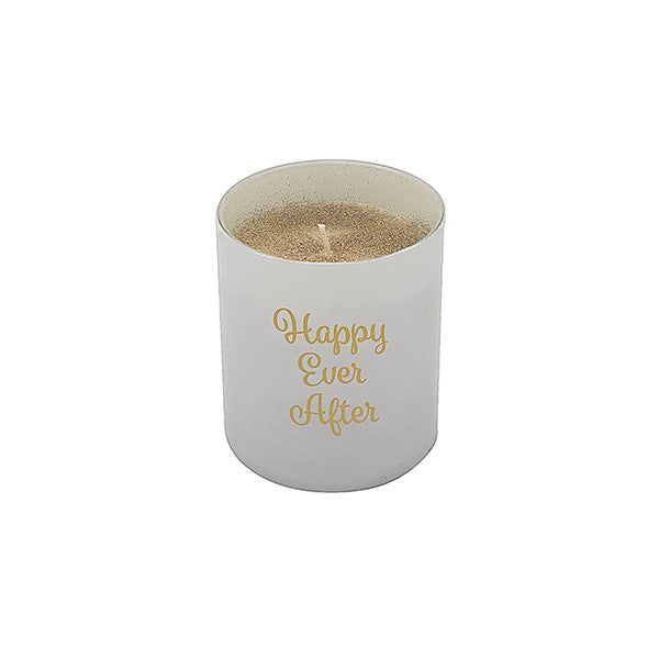 Luxury Gold Glitter Candle - Hand Poured Wax in Glass Jar Holder - "Happy Ever After" Motif
