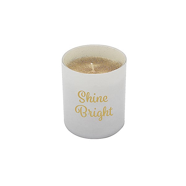 Luxury Gold Glitter Candle - Hand Poured Wax in Glass Jar Holder - "Shine Bright" Motif
